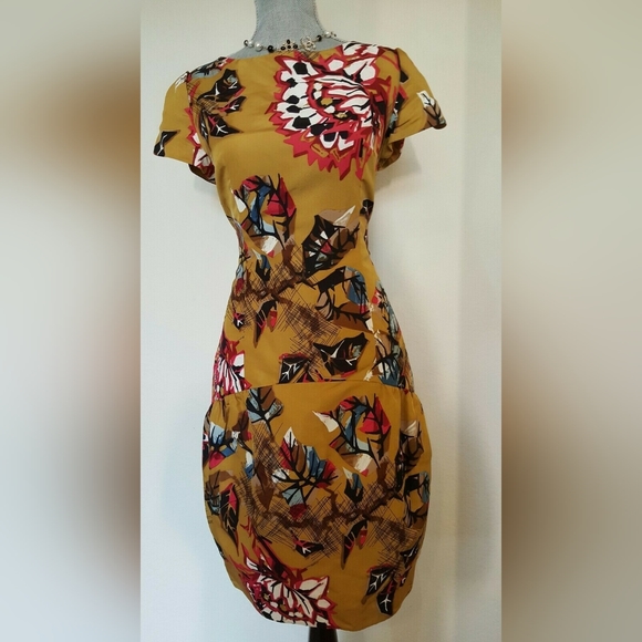 °$5,200 NEW CAROLINA HERRERA SILK GOLDEN FLORAL RUNWAY DRESS 10 - Picture 6 of 11